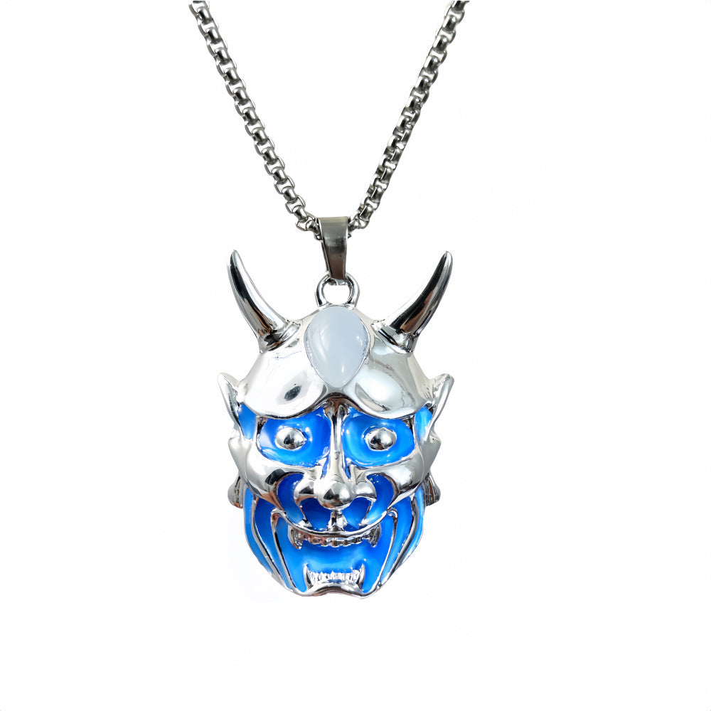 Herren Geistermasken-Leuchtanhänger, Halskette aus Titanstahl, Halloween-Halskette