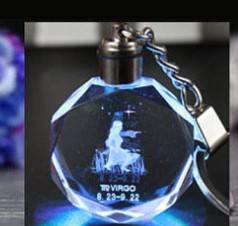 Llavero con colgante de cristal intermitente
