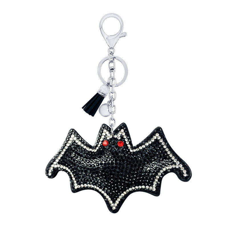 Colgante de Llavero de Murciélago de Terciopelo y Diamantes