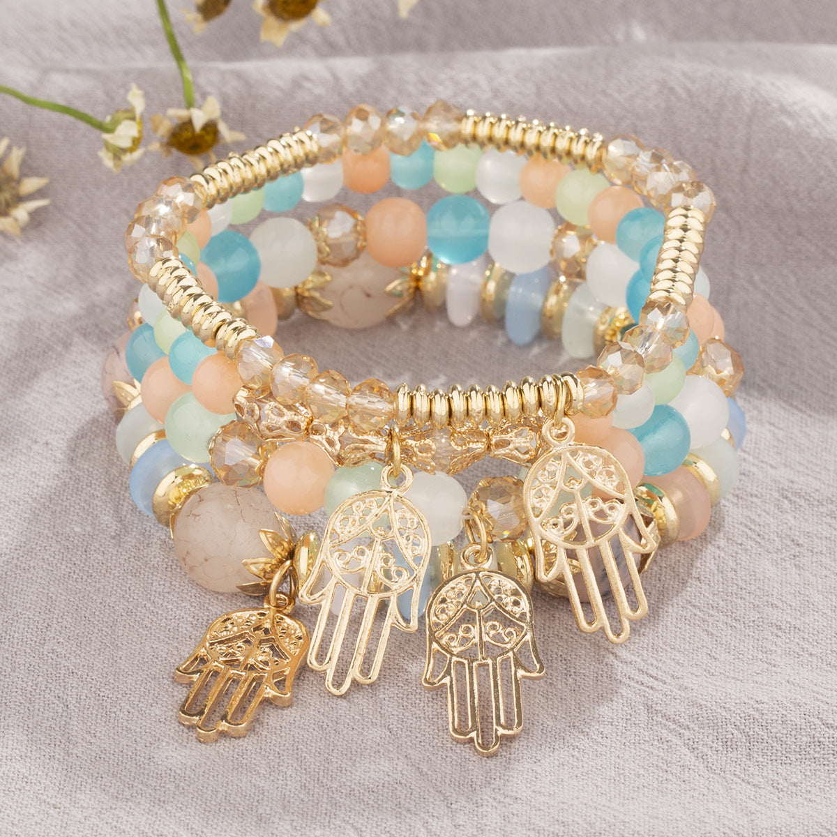 Pulsera bohemia, joyas creativas para mujer, Palma
