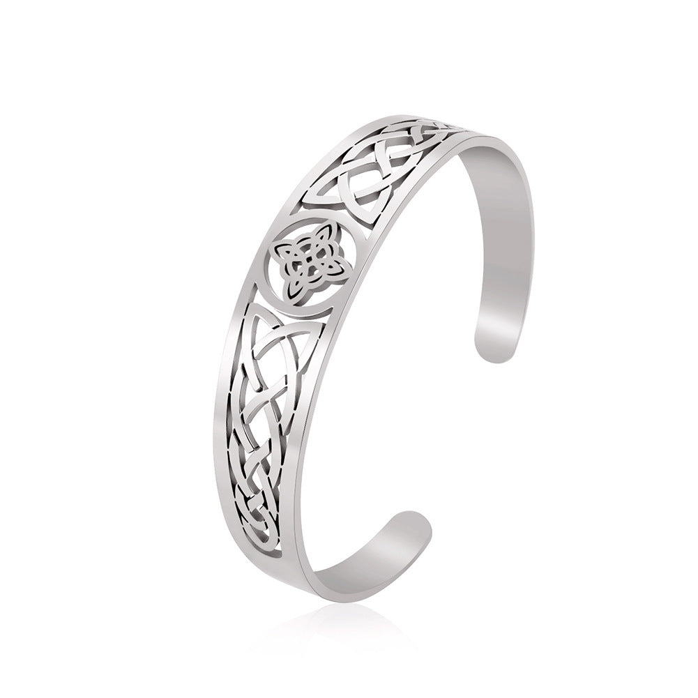 Electroplated Witch Knot Hollow 304 Stainless Steel Bracelet