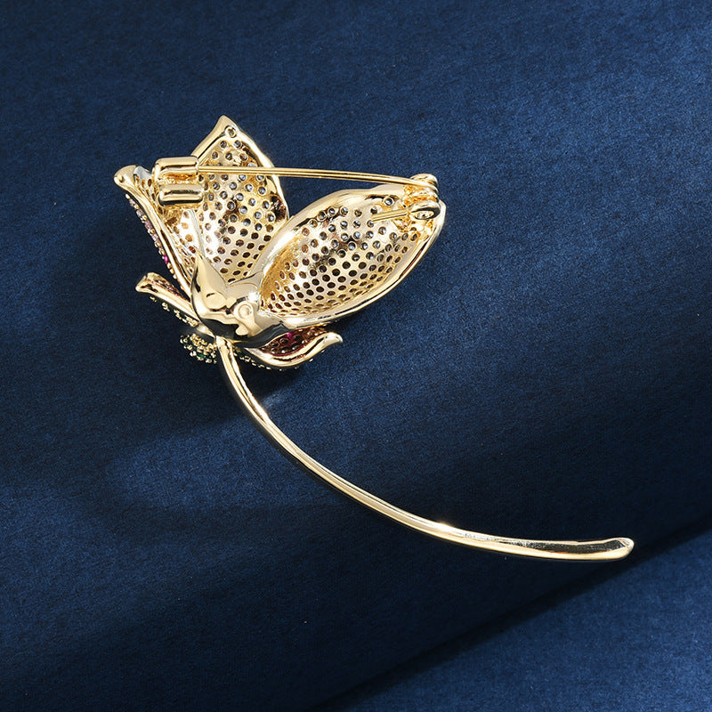 Broche de circonita de colores mezclados con temperamento, pin de solapa de traje coreano