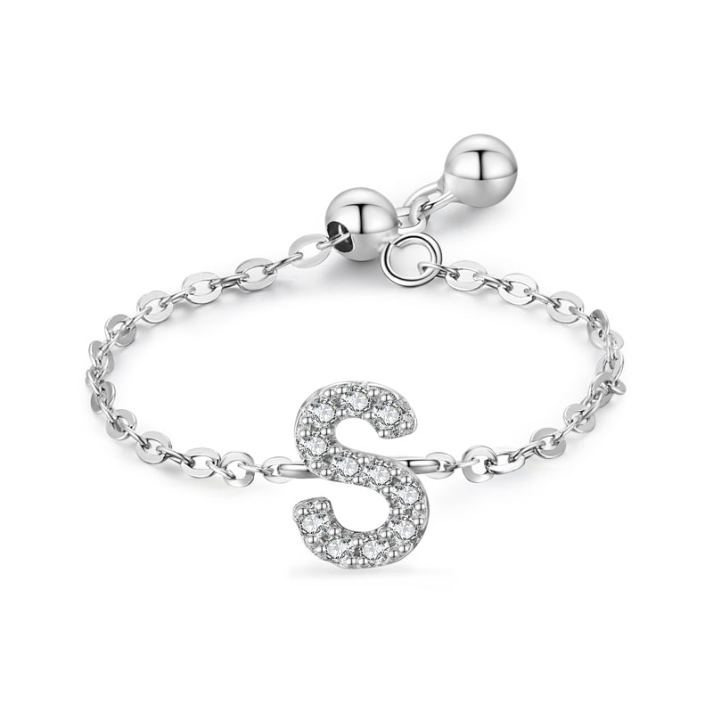 Brief-Kettenring Damen Mode Nische Design Liebe Dünner Ring Schmuck