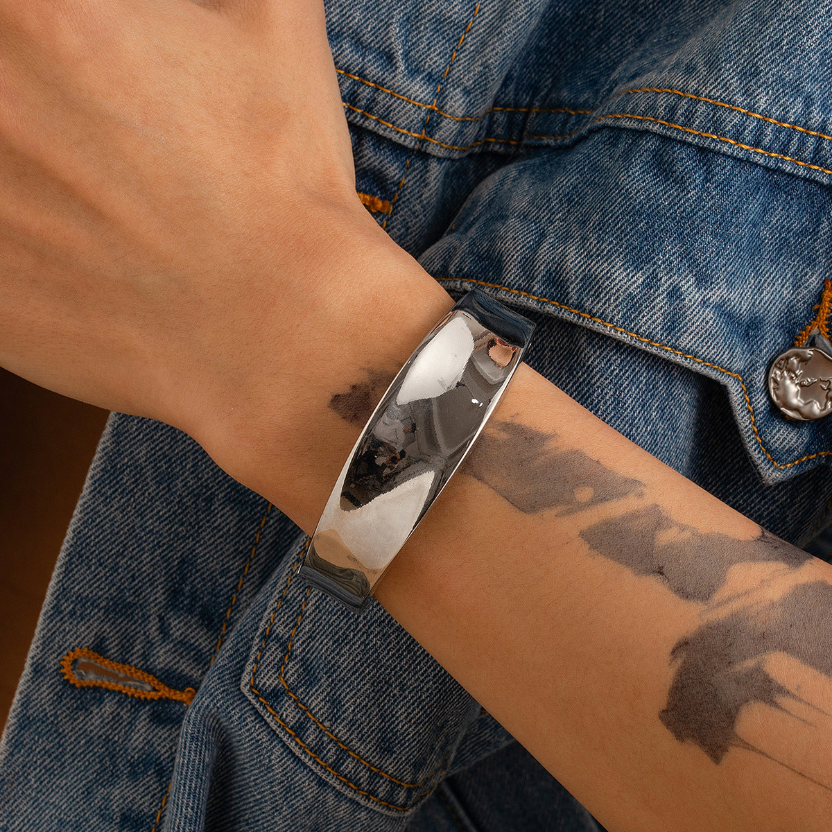 Metal Bracelet Men's Hip Hop Fashion Personality Bright Opening Irregular