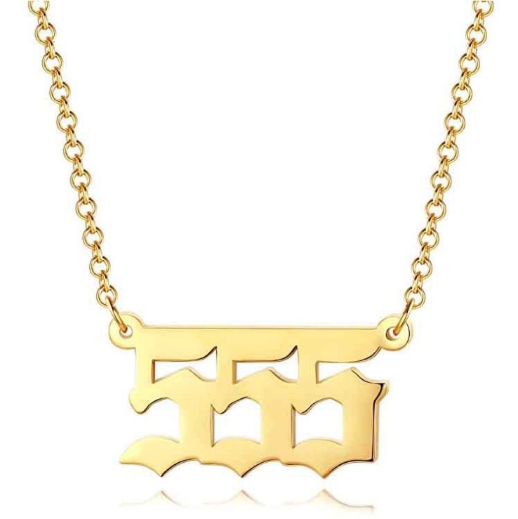 Collar corto para mujer con colgante de número angelical 0-9