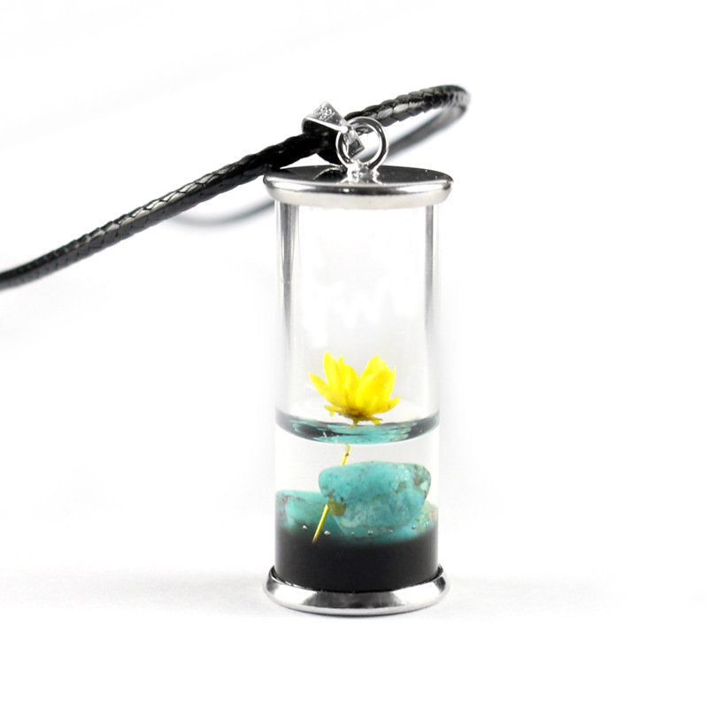 Anhänger aus getrockneten Blumen, mit Harz, Gänseblümchen-Kette