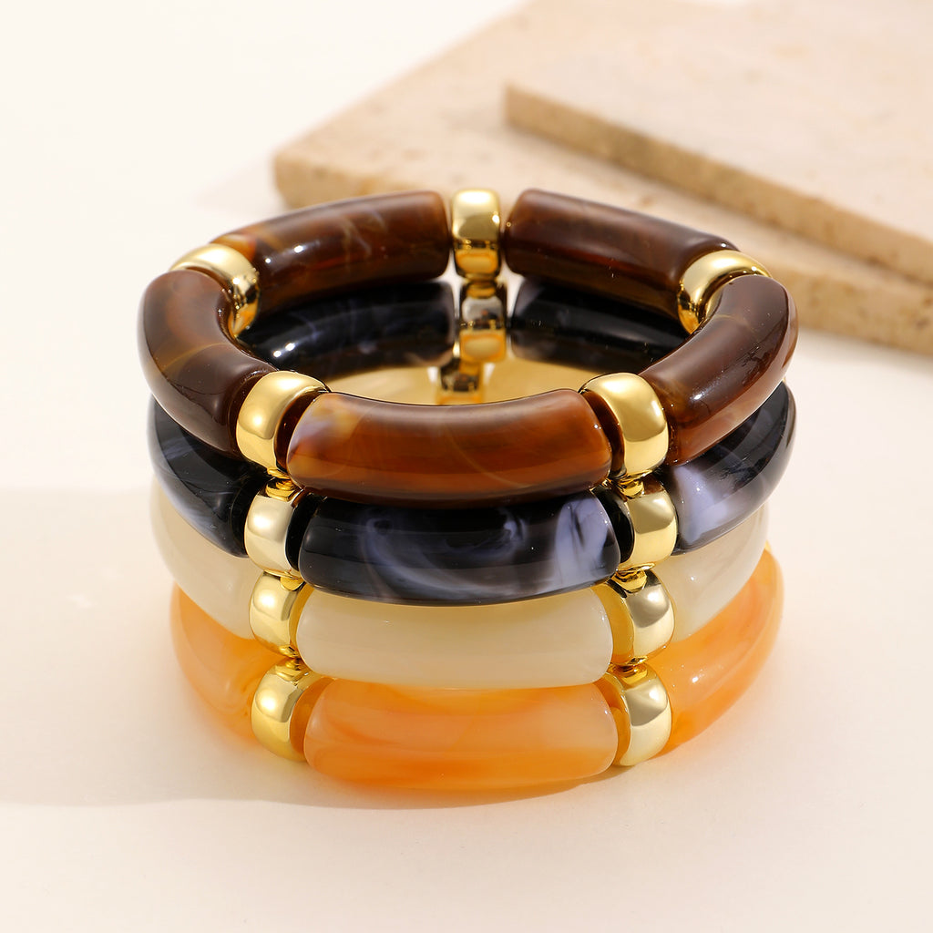 Europäisches und amerikanisches Harzperlenarmband mit Bambusgelenk und übertriebenem Farbabstimmungsdesign