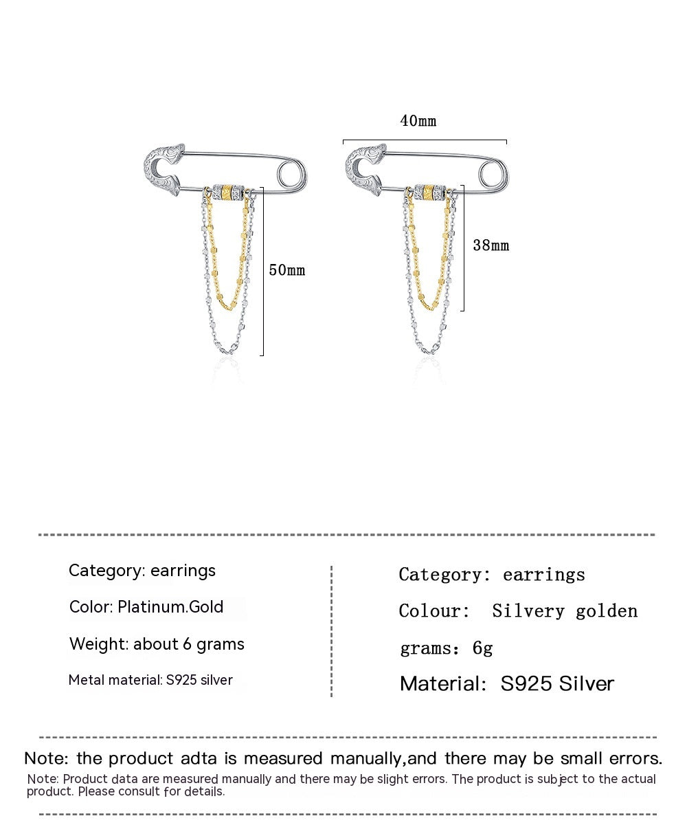 Pendientes de pin con patrón de hierba Tang de plata de ley S925