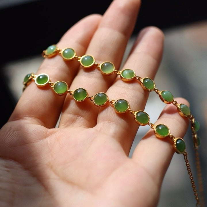 Natural Jasper Sterling Silver Plated 18K Gold Main Stone 6mm Bracelet