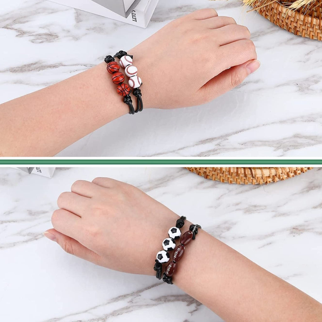 Schmuck Flechtarmband Basketball Football Rugby Softball Perlen