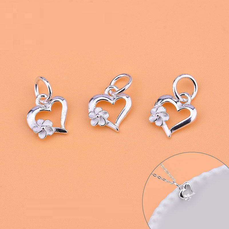 S925 Sterlingsilber Erfrischender Blumen-Herz-Anhänger Handgestricktes Zubehör Diy-Accessoires Material