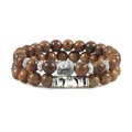 Pulsera de Cuentas de Madera con Cabeza de Buda para Hombre y Mujer, Hueca, Joyería de Mano