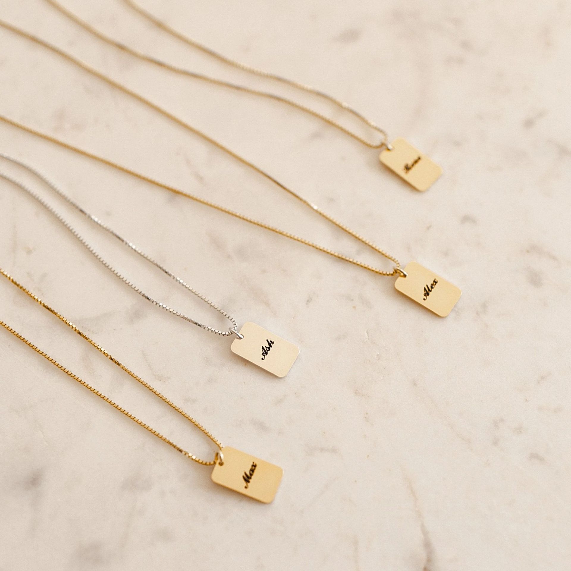 DIY Personalized Name Square Box Chain Necklace