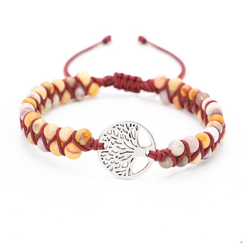Armband mit doppeltem Lebensbaum und geflochtenem Garn