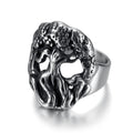 Anillo de titanio con tótem religioso en forma de árbol de la vida