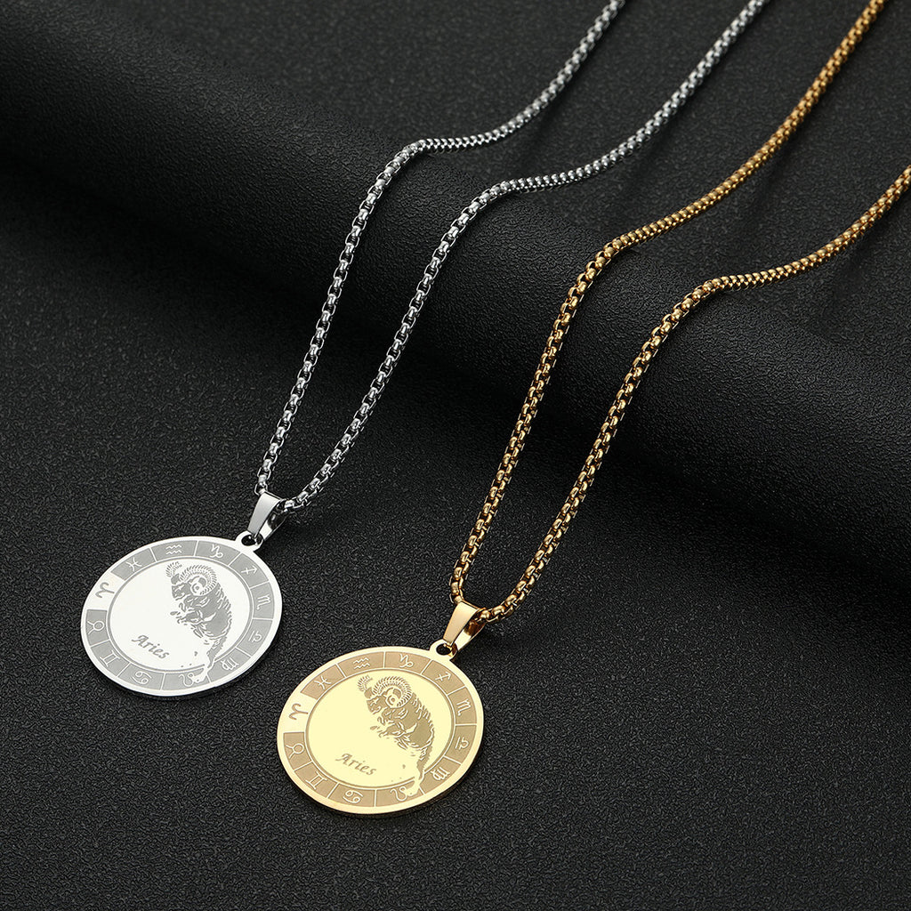 Edelstahl Konstellations-Anhänger-Halskette Goldmedaillen-Halskette