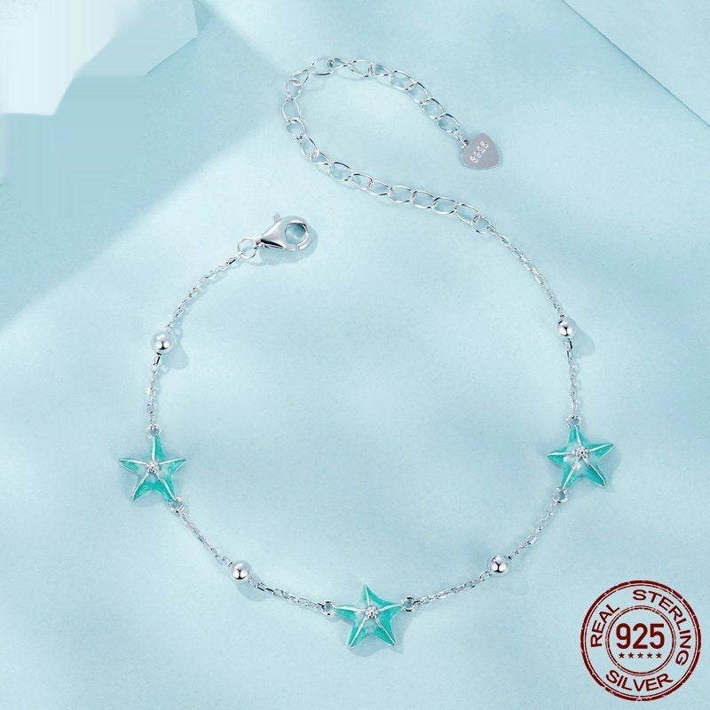 Starfish Bracelet S925 Sterling Silver White Gold Plated