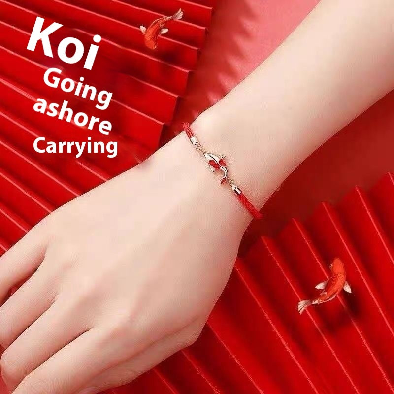 Handmade Koi Braided Rope Red Rope Bracelet For Women