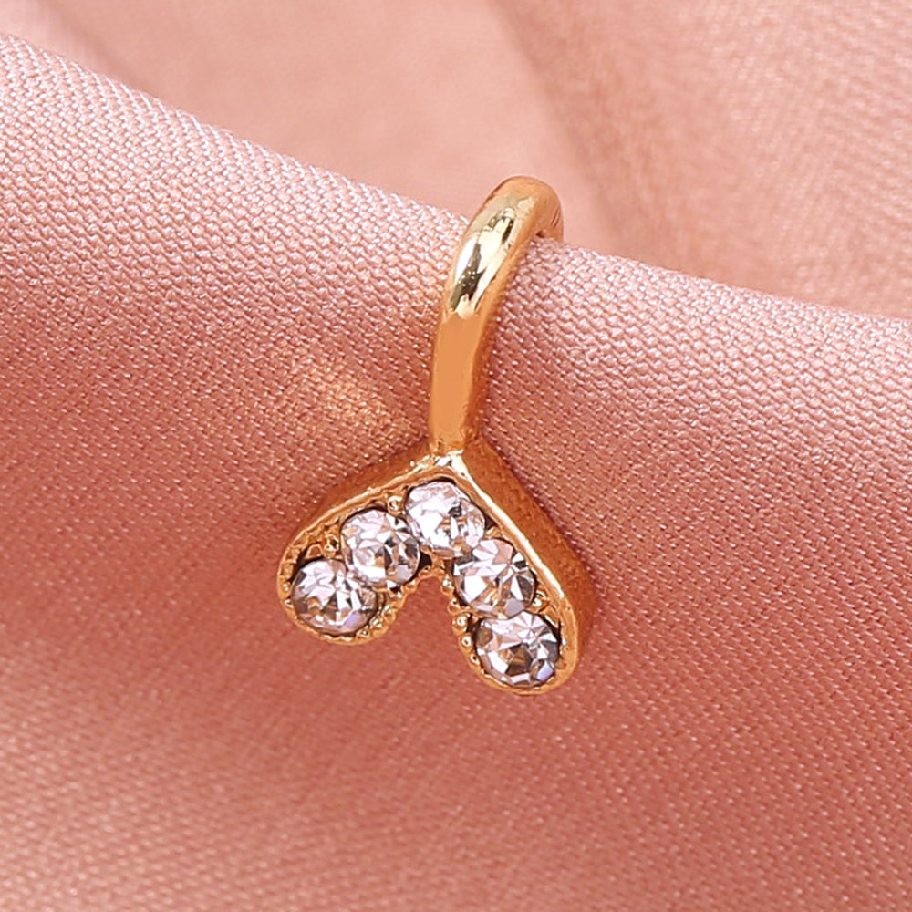 Anillo de nariz de diamantes de imitación dorados, anillo de nariz de diamantes de imitación de mini corona, clip de nariz de corona de perforación