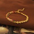 Copper Plated Gold Retro Patchwork Multi-layer Bracelet
