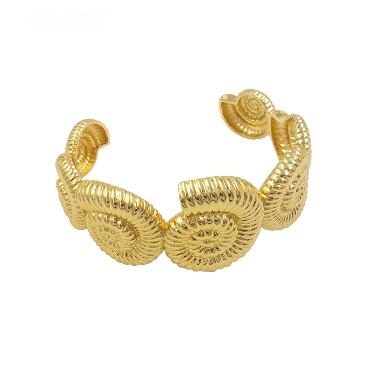 Novel And Unique Snail Shell Shape 18K Gold Plated Brass Silver Open-ended Bracelet