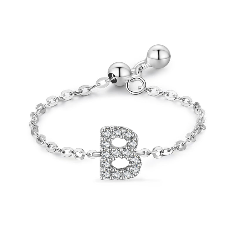 Brief-Kettenring Damen Mode Nische Design Liebe Dünner Ring Schmuck