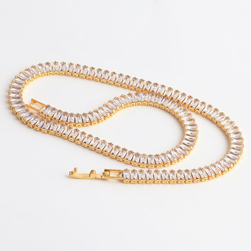 Zirkonkrallenkette, komplett besetztes Collier, Ohrhänger und Armband, dreiteiliges Set