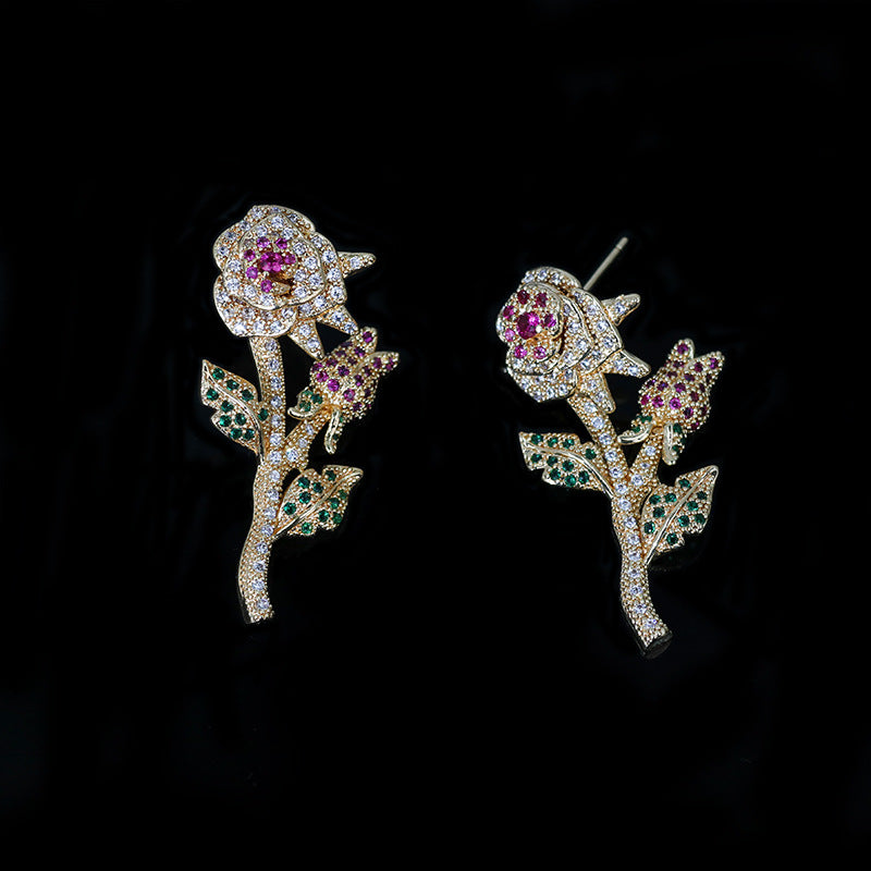 Hochwertiges Braut-Schmuckset mit Blumenkette und Ohrringen