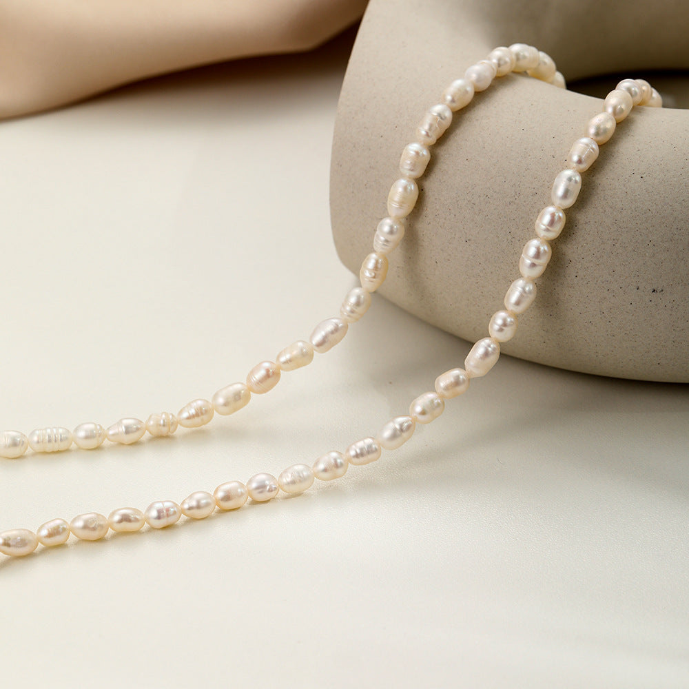 Collar de perlas de agua dulce naturales para mujer, estilo dulce y fresco, cadena de clavícula de lujo ligero, diseño minoritario