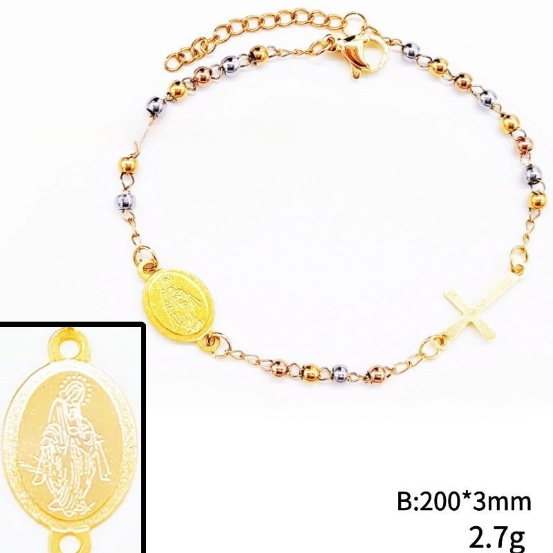 Stainless Steel Bead Cross Bracelet Jewelry Accessories