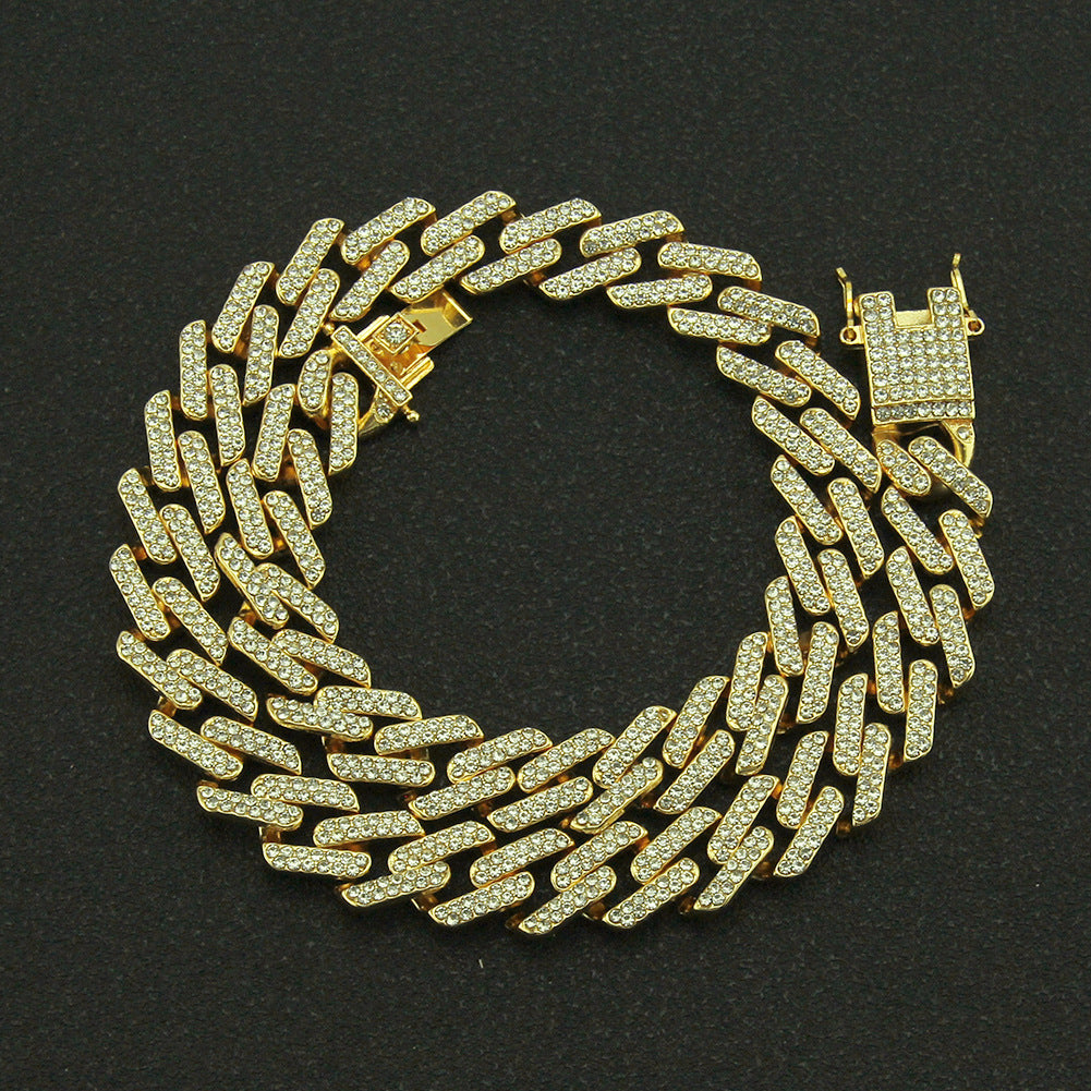 Herrenmode mit farbigen Diamanten, geometrische quadratische kubanische Halskette