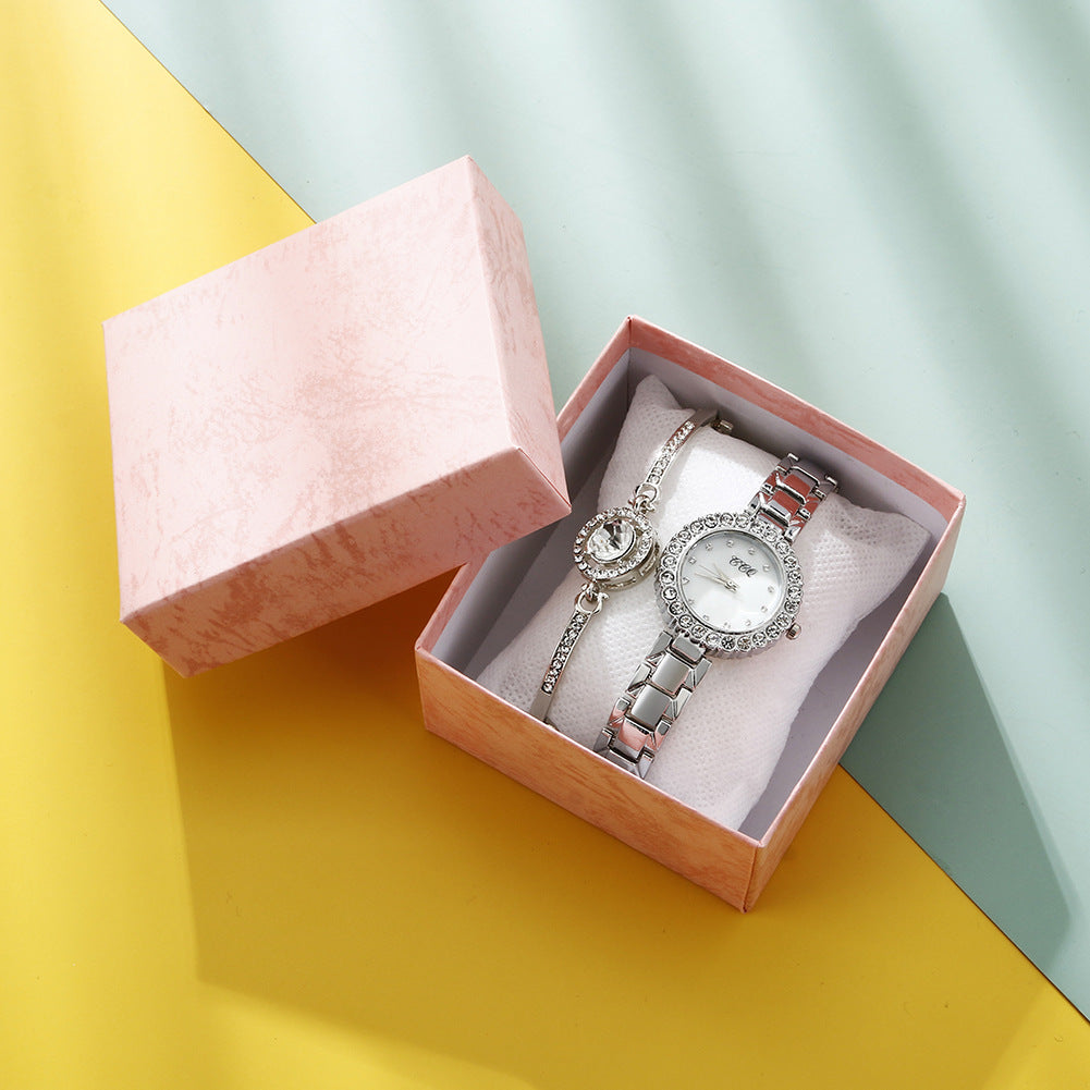 Traje de reloj con brazalete de diamantes de moda para mujer