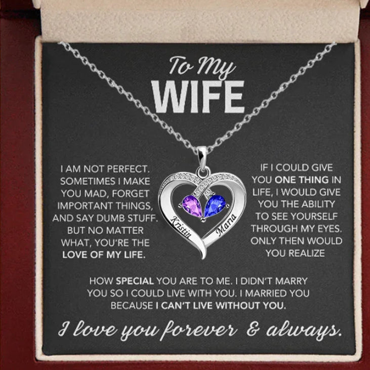 Gemstone necklace female heart-shaped couple custom lettering pendant gift