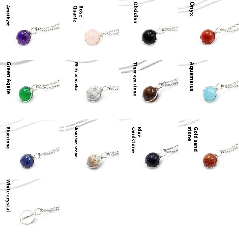Wickel-Anhänger, natürlicher Kristall, roter Achat, Halskette, Glaskugel-Anhänger, Halskette, Damenschmuck, Geschenk