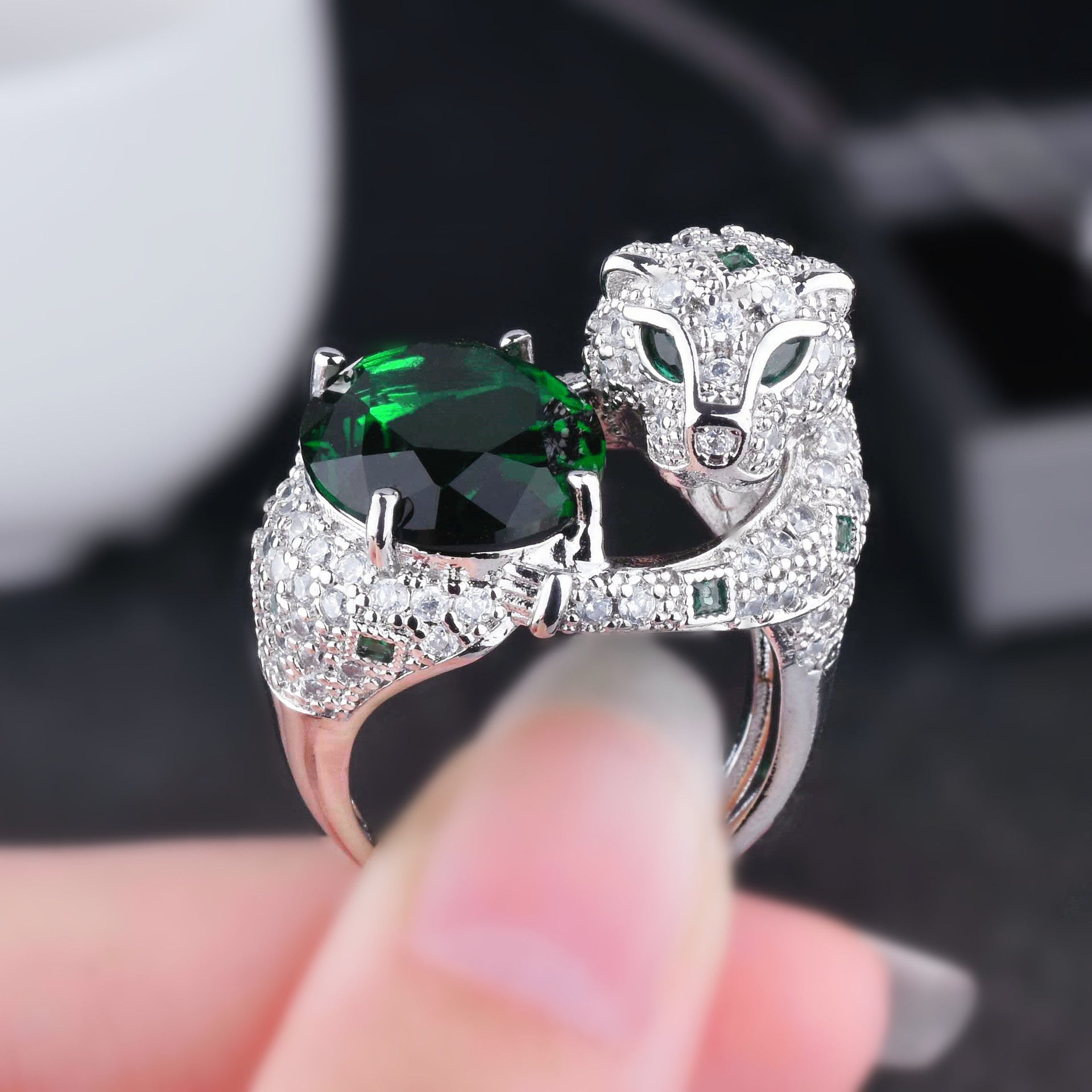 Gaoding Schmuck Royaler Saphir Smaragd Leoparden-Set