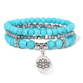 Armband mit Natursteinperlen und Lotus-Anhänger für Frauen
