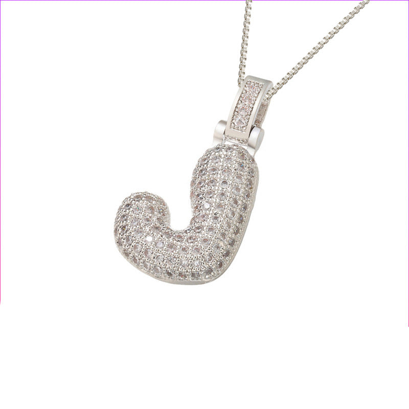 Schlüsselbeinkette Kupfer Mikro-intarsierte Zirkon 26 Buchstaben-Anhänger-Halskette für Frauen Geburtstag Schmuck Geschenke