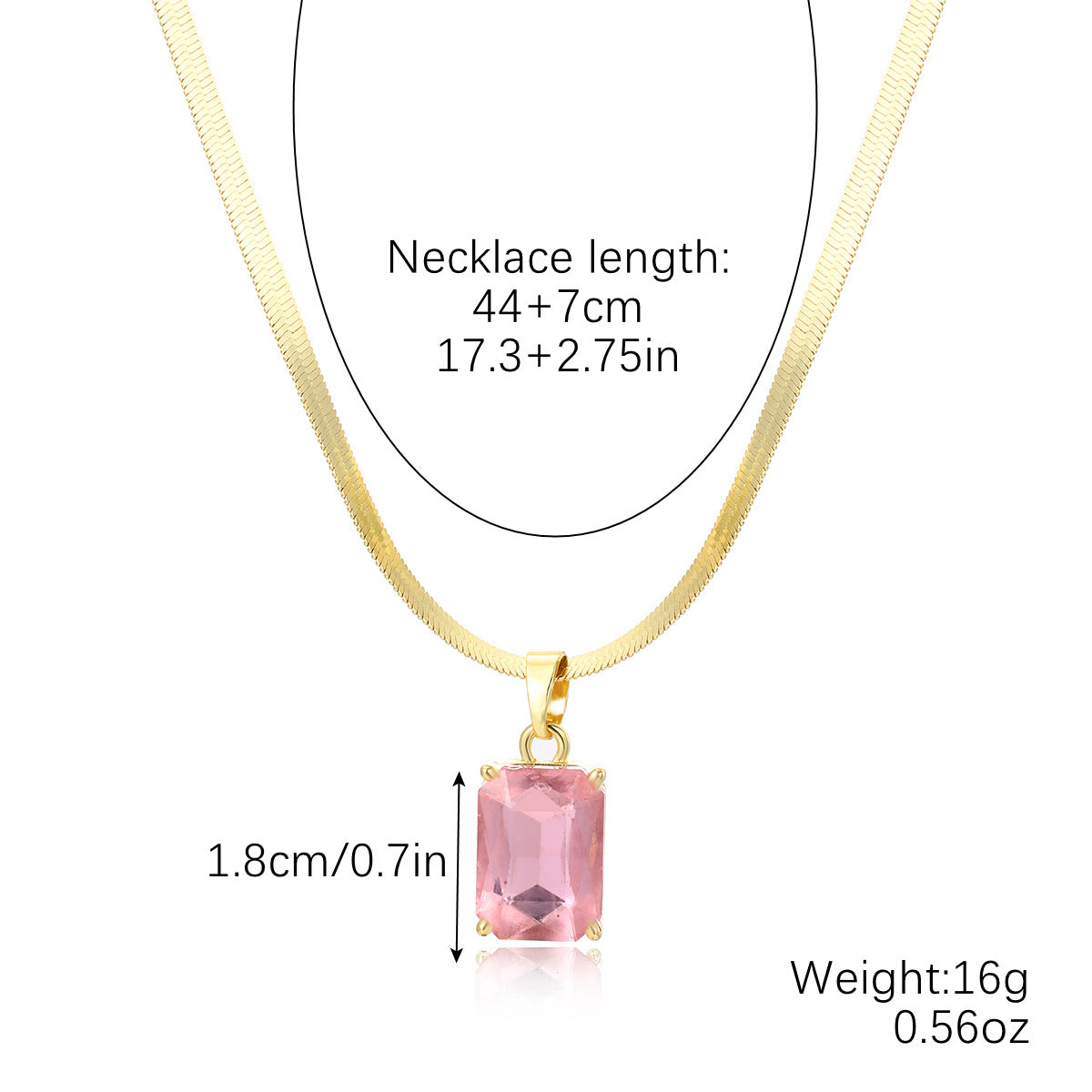 Women's Fashion Simple Color Crystal Pendant Love Necklace