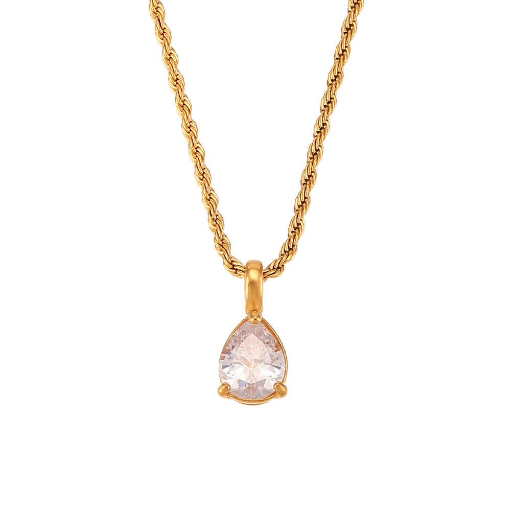 Ins Fashion Retro Stainless Steel Niche Drop Diamond Necklace