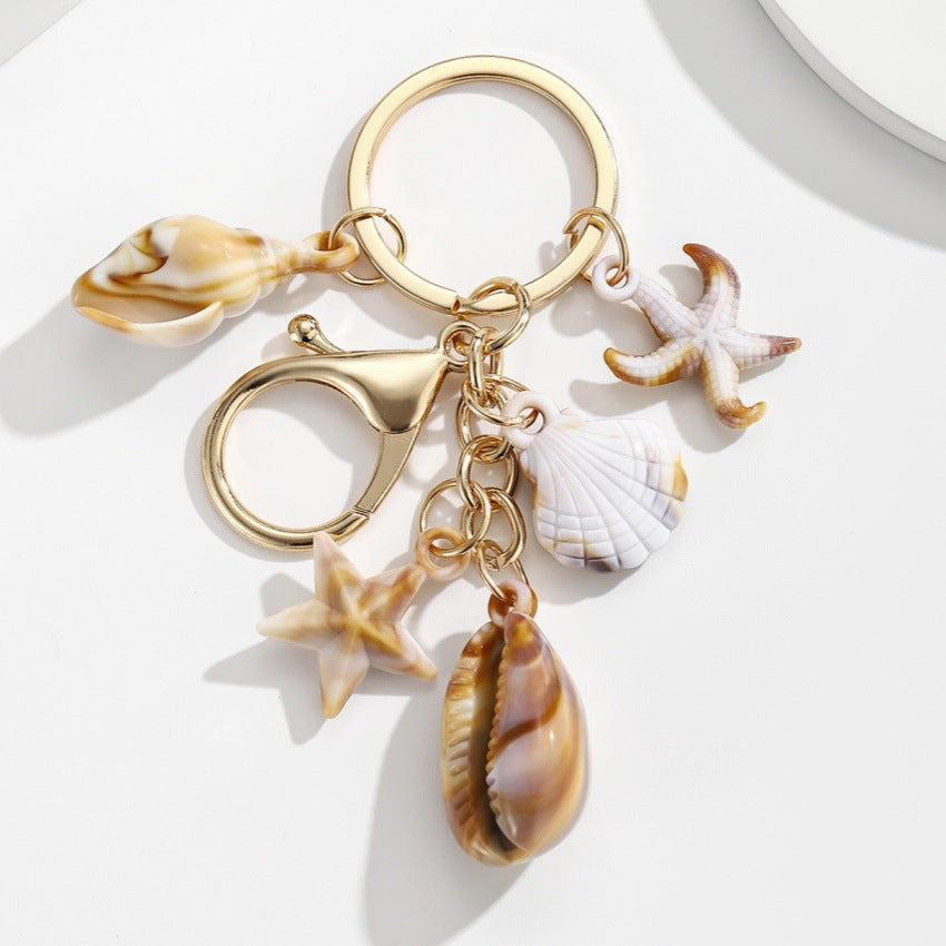 Simulation Shell Conch Starfish Five-pointed Star Pendant Keychain