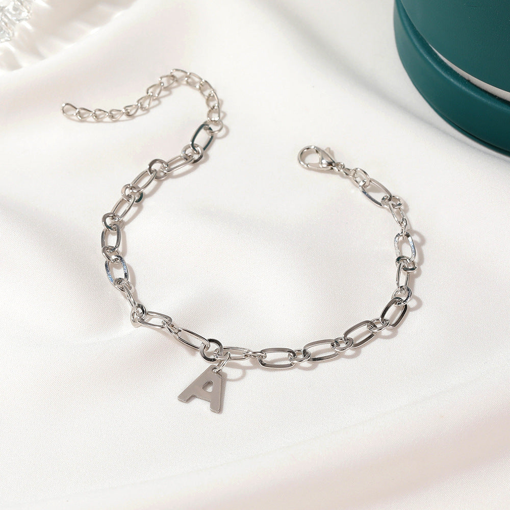 Tobillera con letras inglesas incrustadas de diamantes brillantes para mujer