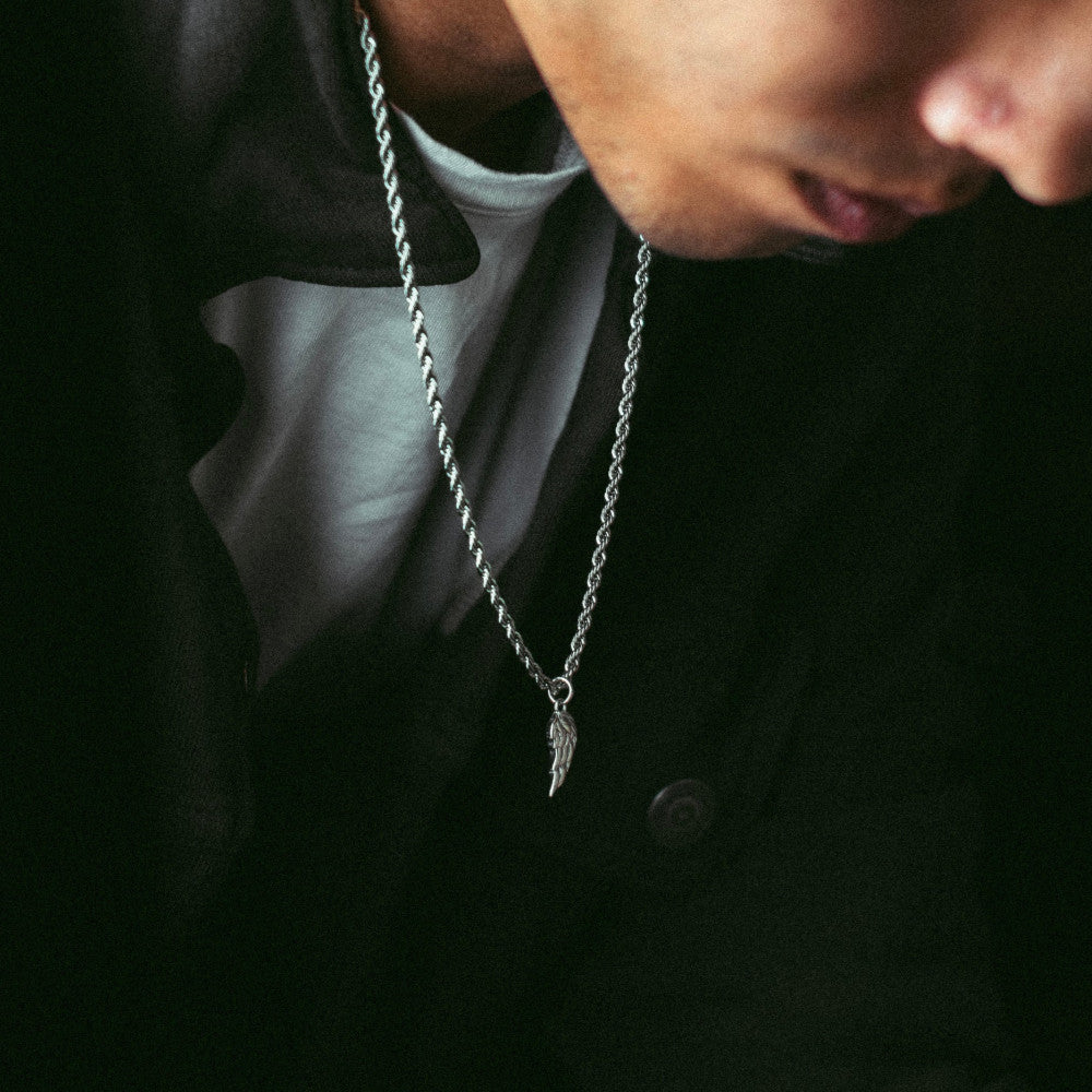 Titanium Steel Men's Classic Wing Pendant Necklace