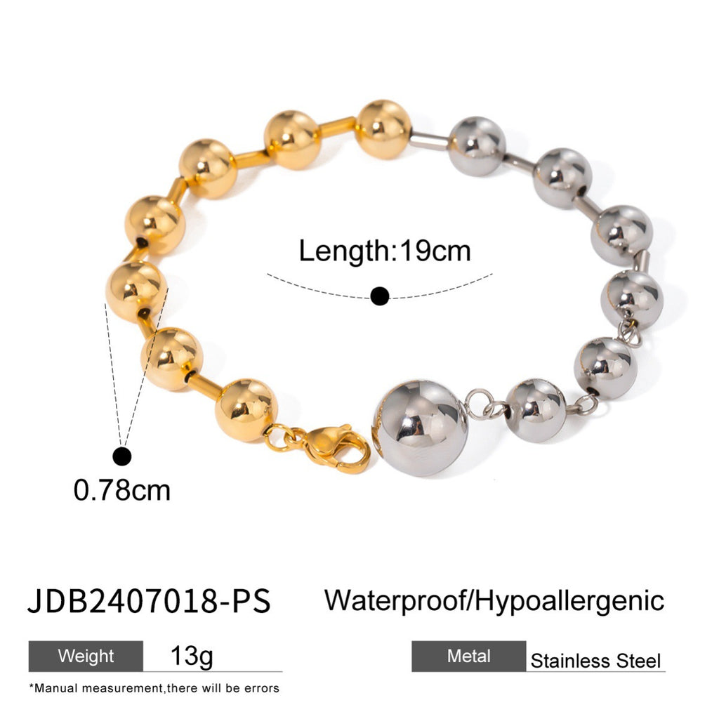 Europäisches und amerikanisches Edelstahl-Perlenarmband mit hohem Gefühl und farblich passenden Buchstaben