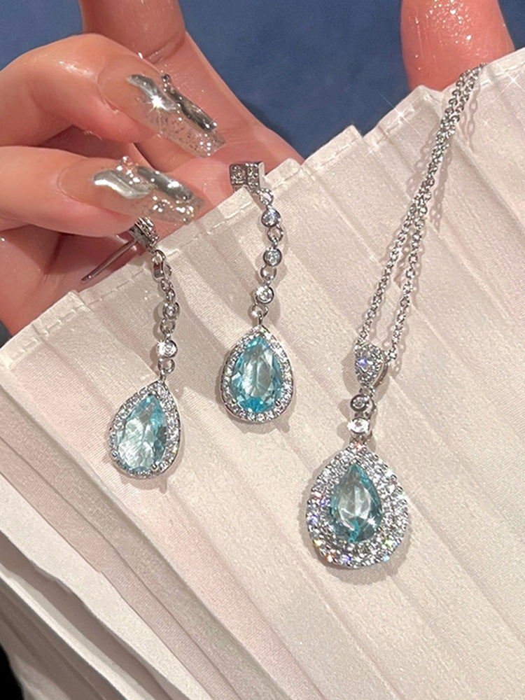Meerjungfrauen Tränen Edelstein Halskette Leichter Luxus High-End Ohrstecker Schlichter Eleganter Designschmuck