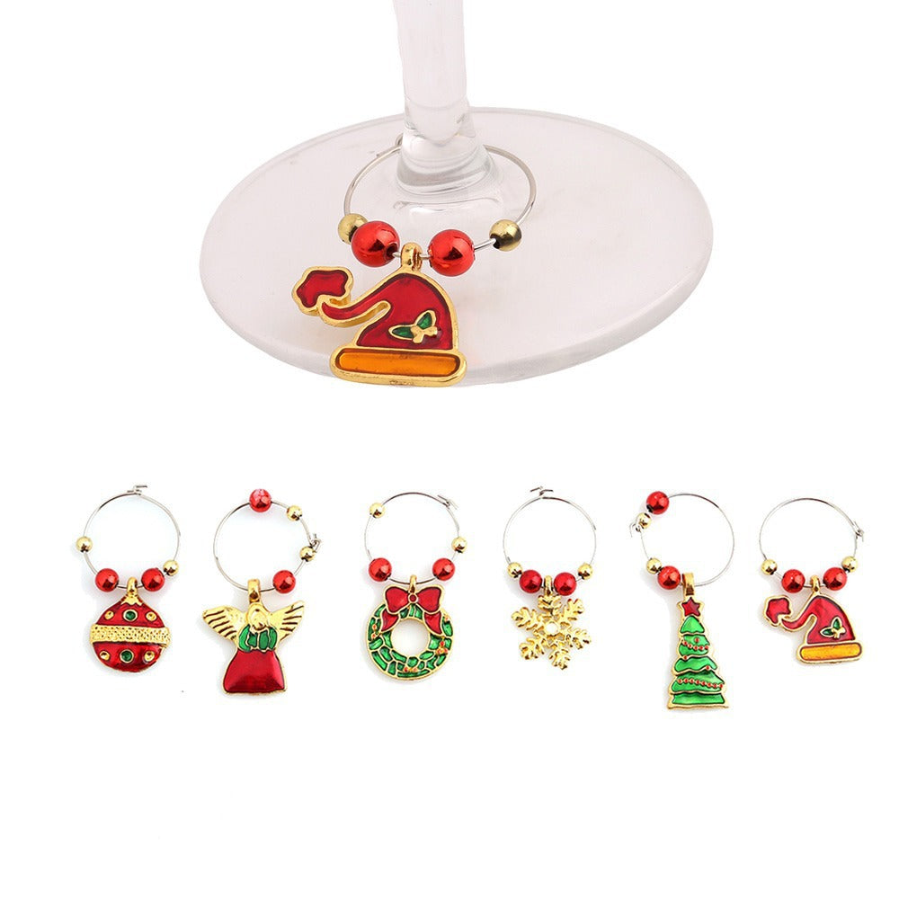 Weihnachts-Weinglas-Anhänger-Dekorations-Charme Tisch