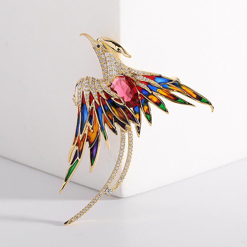 Broche fénix de lujo ligero de alta gama para mujer