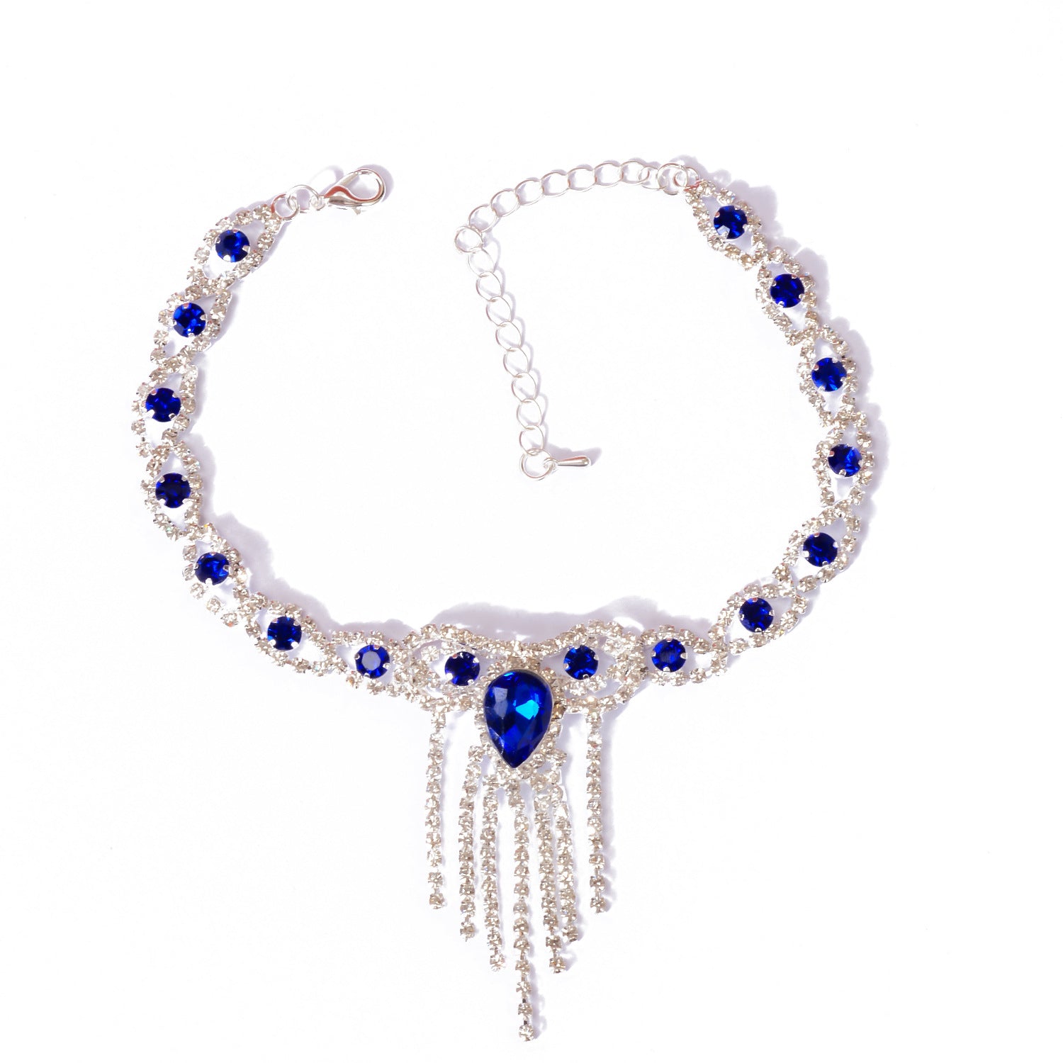 Mode Modestil Quaste Blau Strass Fußkettchen