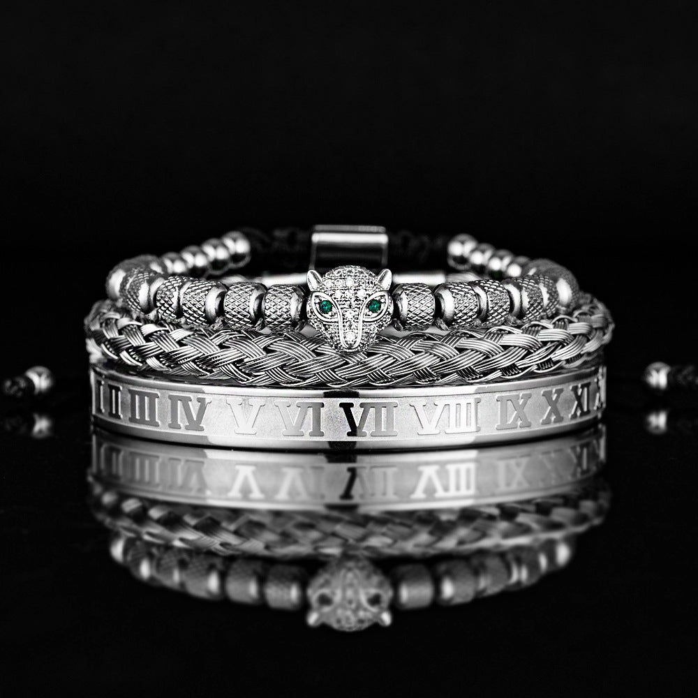 Leopardkopf-Set Mesh Ananas Perle Römisches Armband