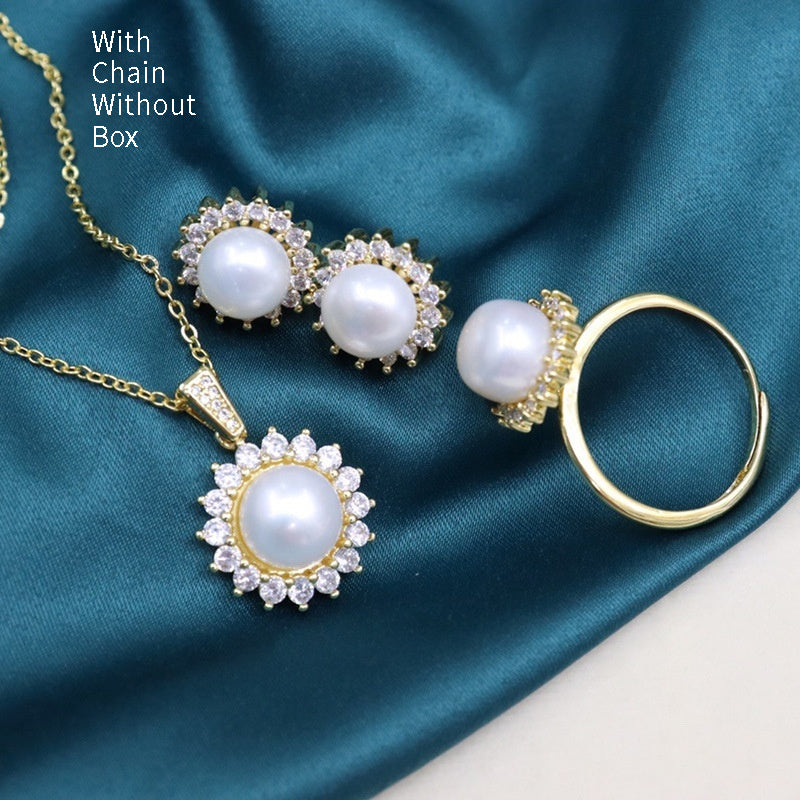 Süßwasserperlen Schlichtheit All-Match-Halsketten-Set