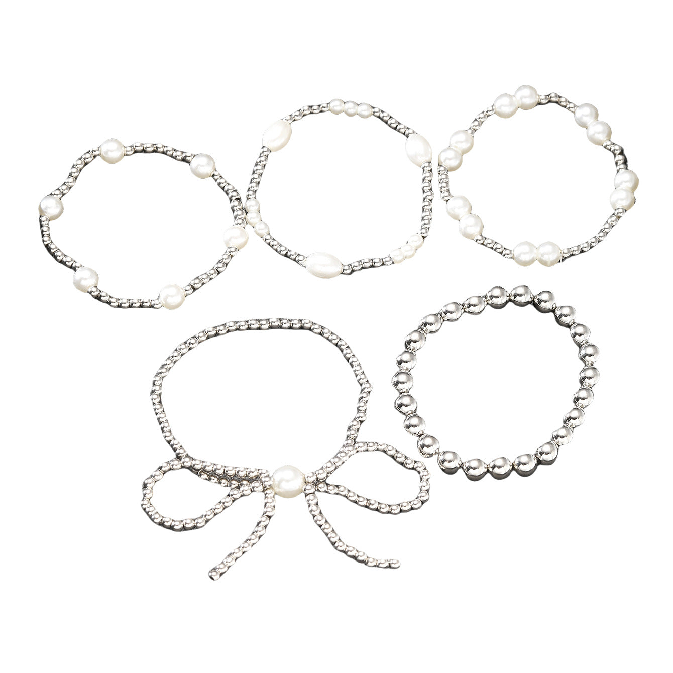 5-piece Set Stylish Graceful Simple Stretch Bracelet For Women